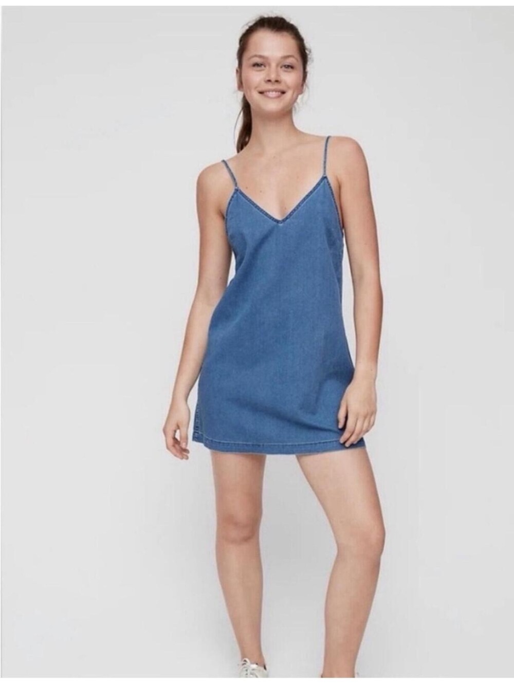 Wilfred Free Vivienne Denim Slip Mini Dress - Blue